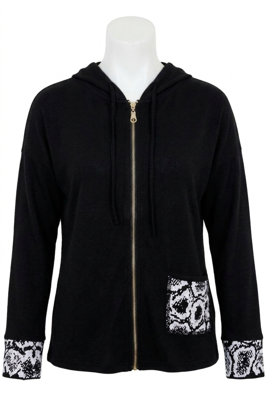 NEW ANGEL APPAREL zip hoodie with snake print in black